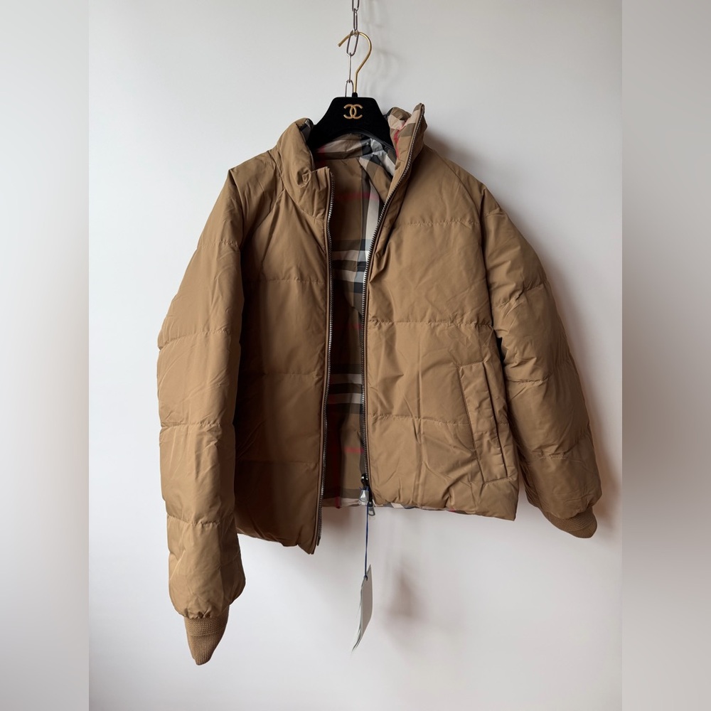 Burberry Beige Check Quilted Puffer Jacket - Picture 9 of 11